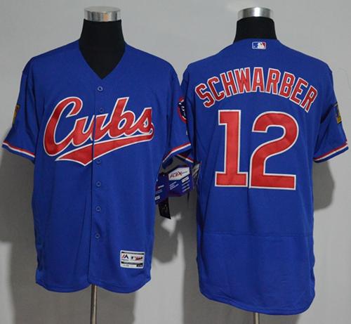 Cubs #12 Kyle Schwarber Blue Flexbase Authentic Collection 1994 Turn Back The Clock Stitched MLB Jersey - Click Image to Close